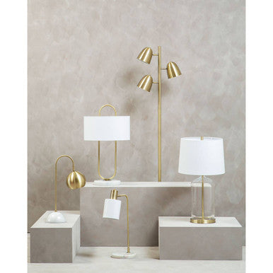 Globe Shaped Desk Lamp in White and Gold