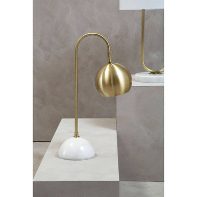 Globe Shaped Desk Lamp in White and Gold
