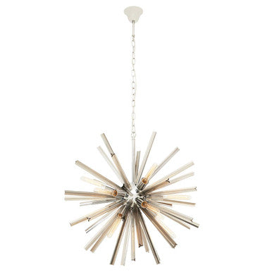 Smoke Grey Glass and Chrome Pendant Light