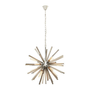 Smoke Grey Glass and Chrome Pendant Light