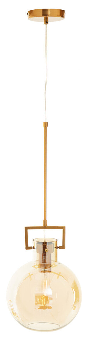 Rounded Pendant Light in Bronze and Champagne Glass