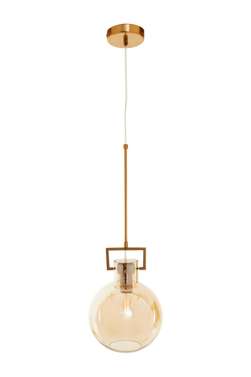 Rounded Pendant Light in Bronze and Champagne Glass