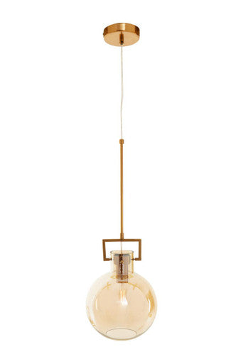 Rounded Pendant Light in Bronze and Champagne Glass