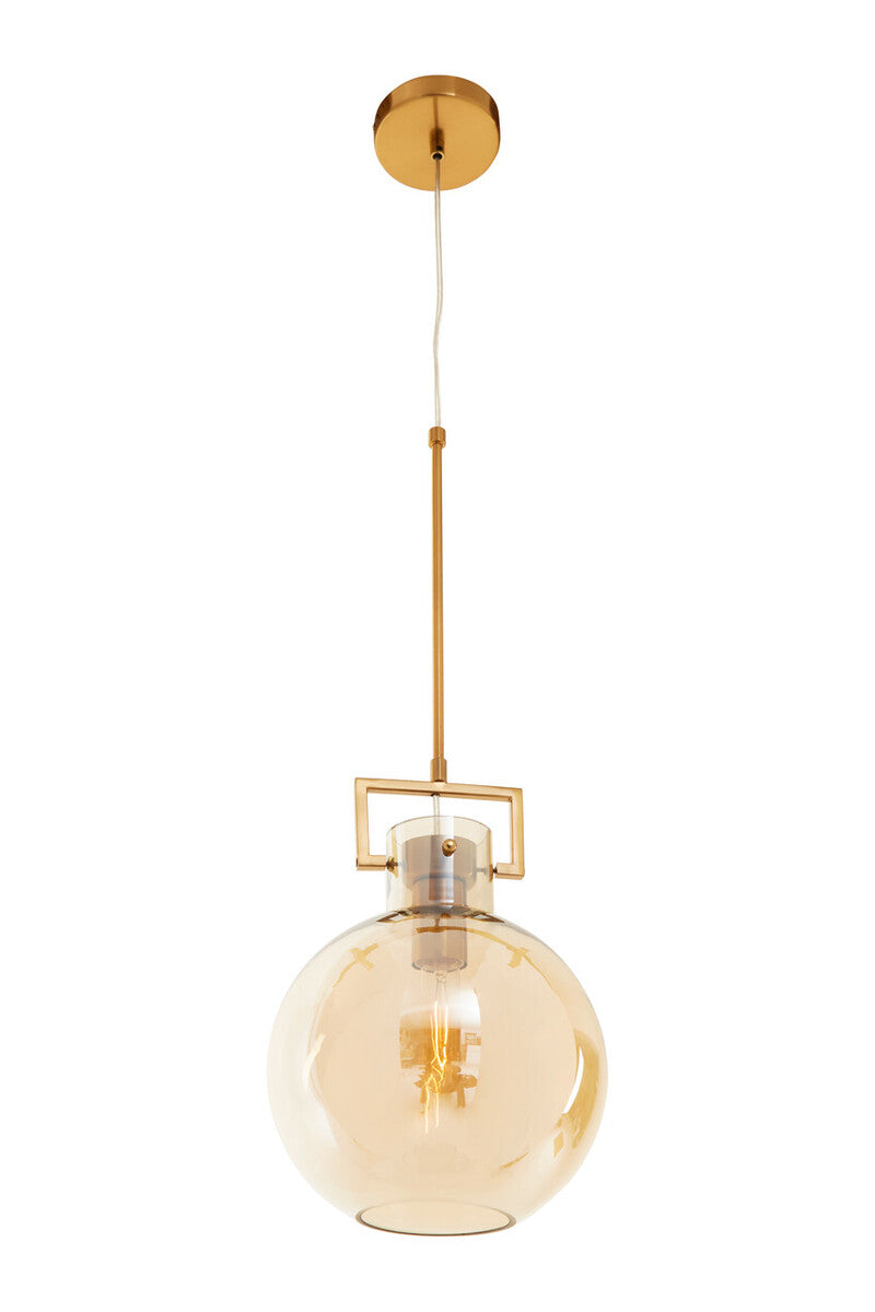 Rounded Pendant Light in Bronze and Champagne Glass