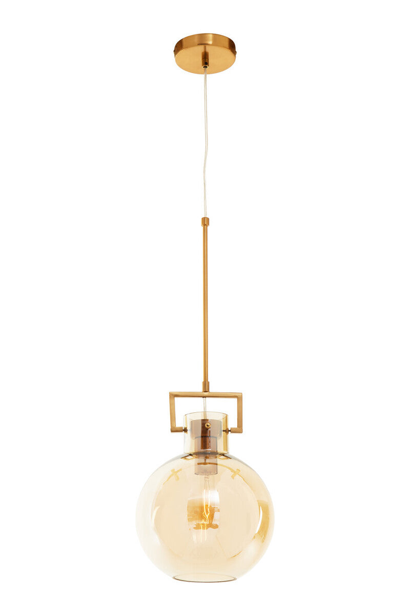 Rounded Pendant Light in Bronze and Champagne Glass