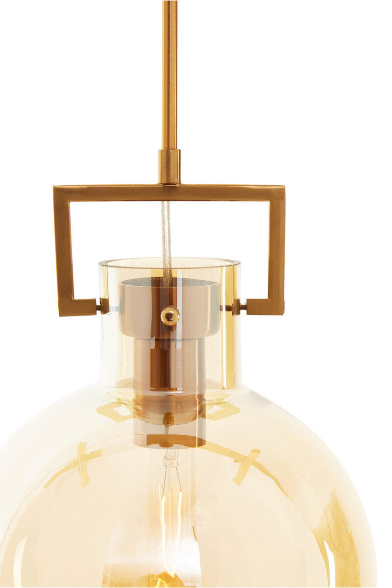 Rounded Pendant Light in Bronze and Champagne Glass