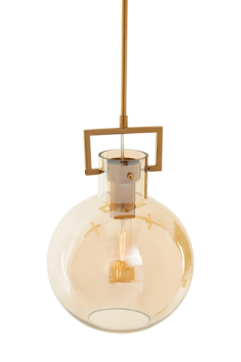 Rounded Pendant Light in Bronze and Champagne Glass