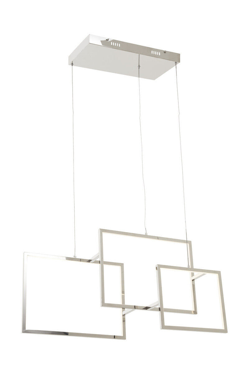 Three Square Pendant Light in Polished Chrome