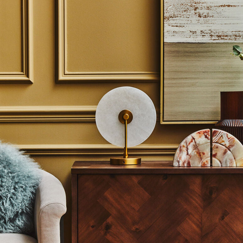 White Marble and Gold Table Lamp