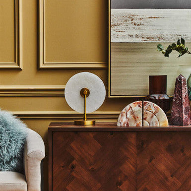 White Marble and Gold Table Lamp