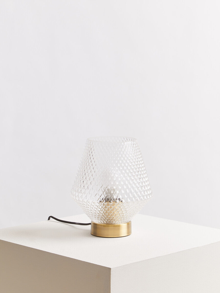 Clear Glass Table Lamp with Gold Base