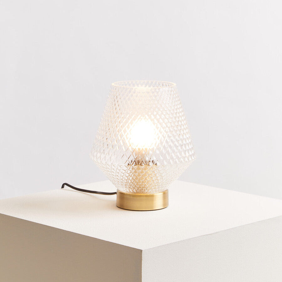Clear Glass Table Lamp with Gold Base
