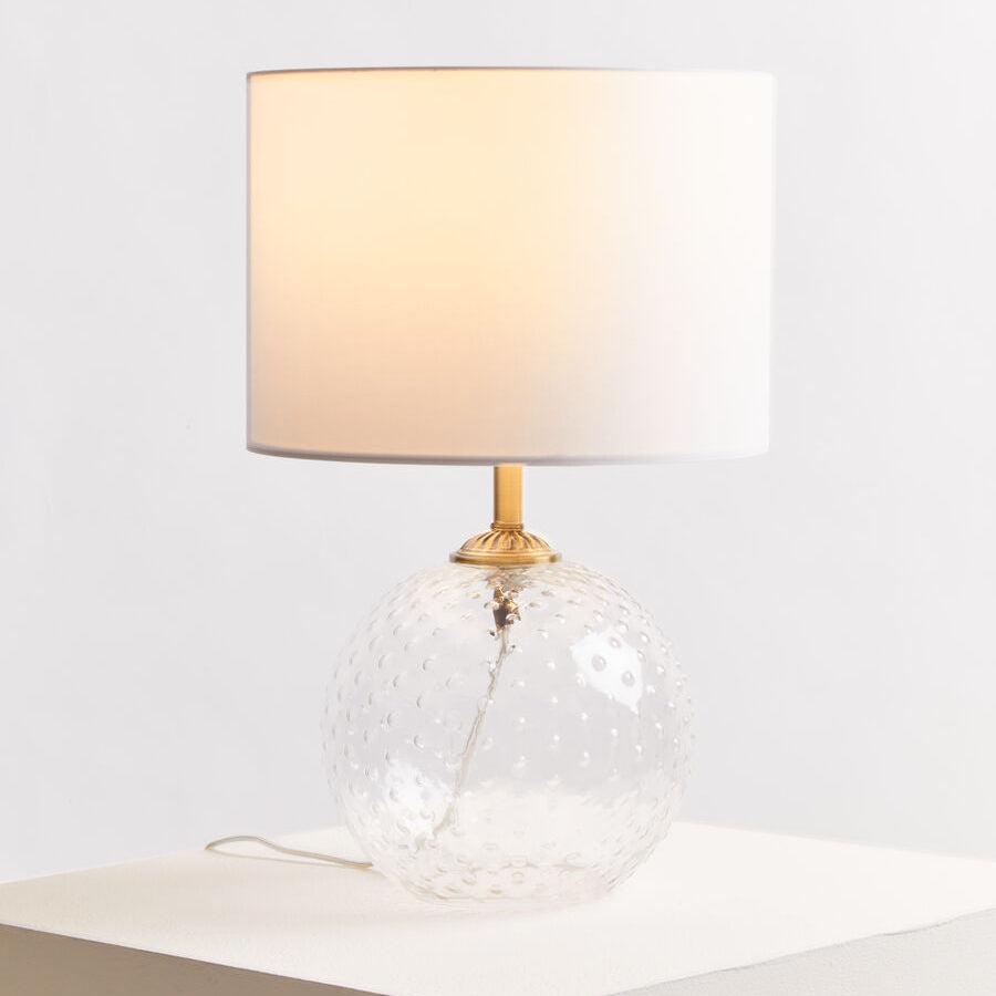 Clear Glass Table Lamp with Gold Stem