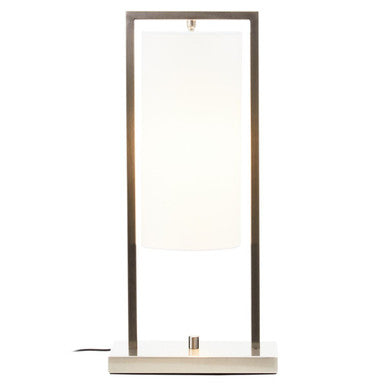 Nickel Finish Table Lamp with White Shade