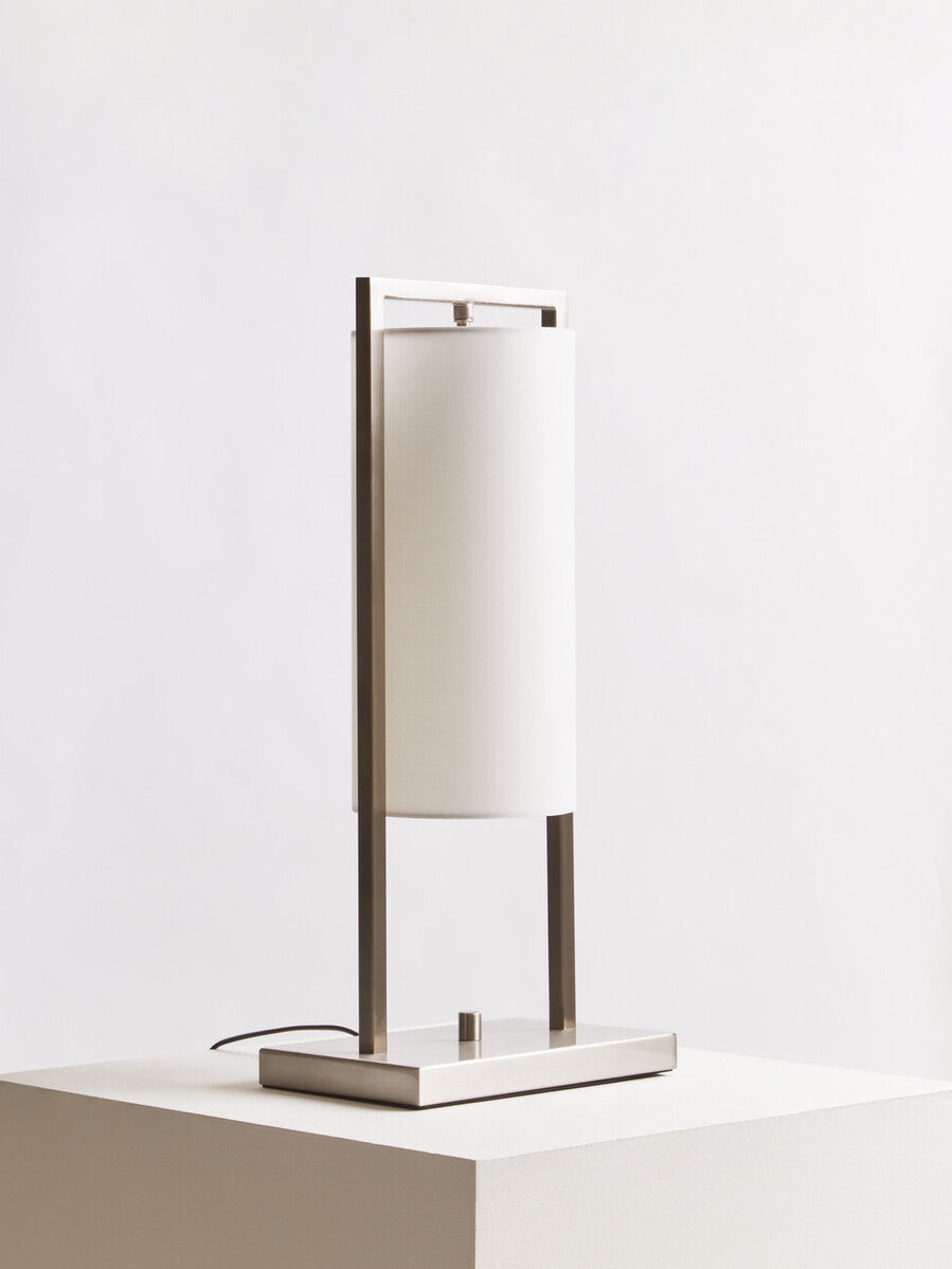 Nickel Finish Table Lamp with White Shade