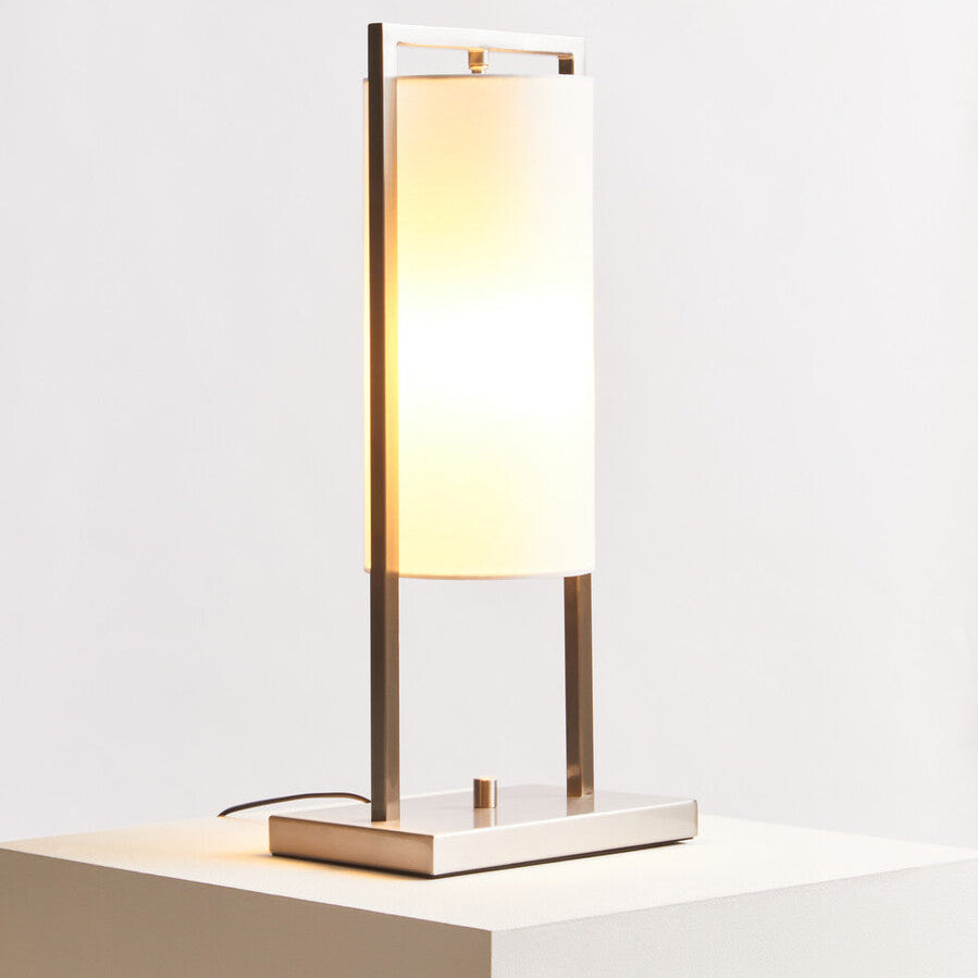 Nickel Finish Table Lamp with White Shade