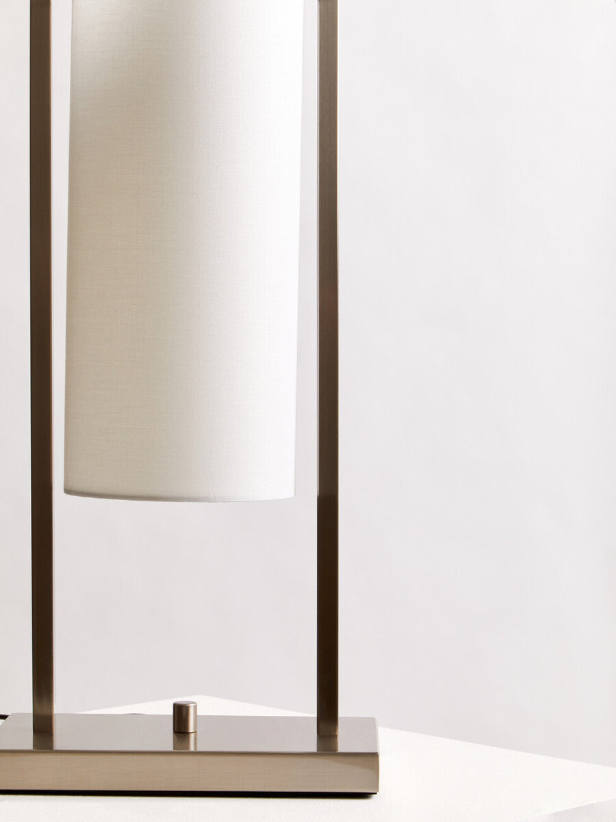 Nickel Finish Table Lamp with White Shade