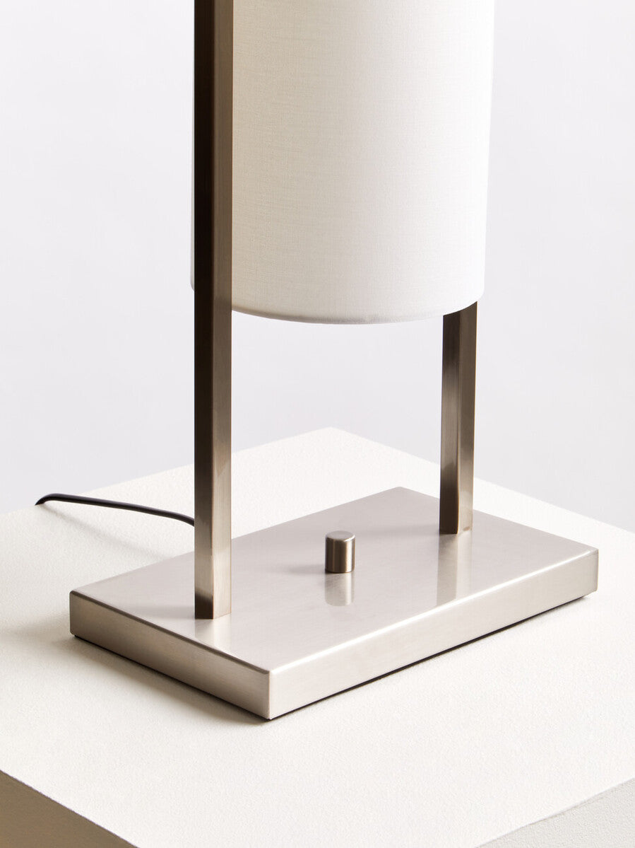 Nickel Finish Table Lamp with White Shade