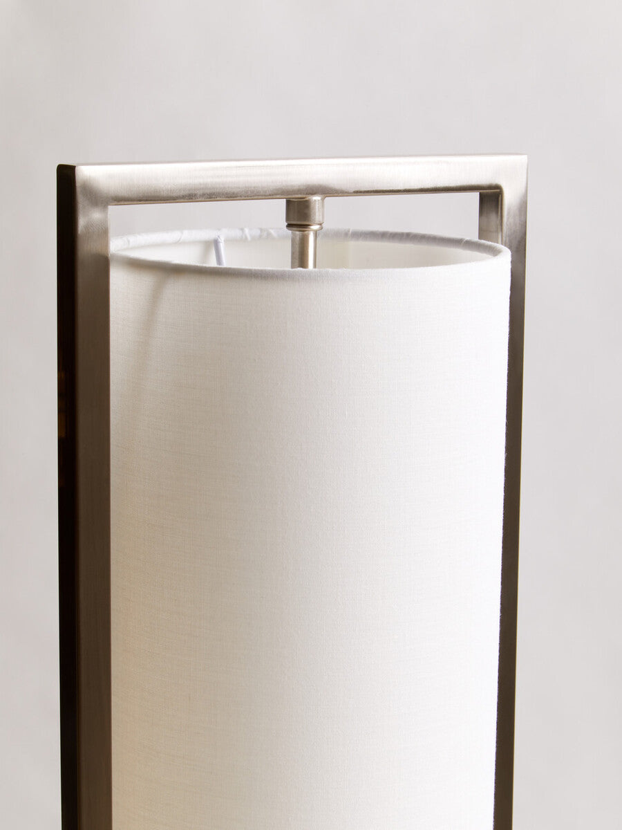 Nickel Finish Table Lamp with White Shade