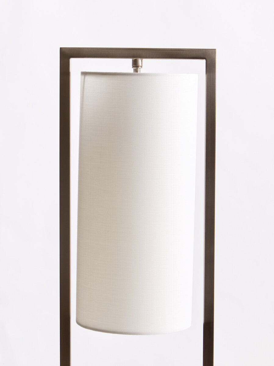 Nickel Finish Table Lamp with White Shade