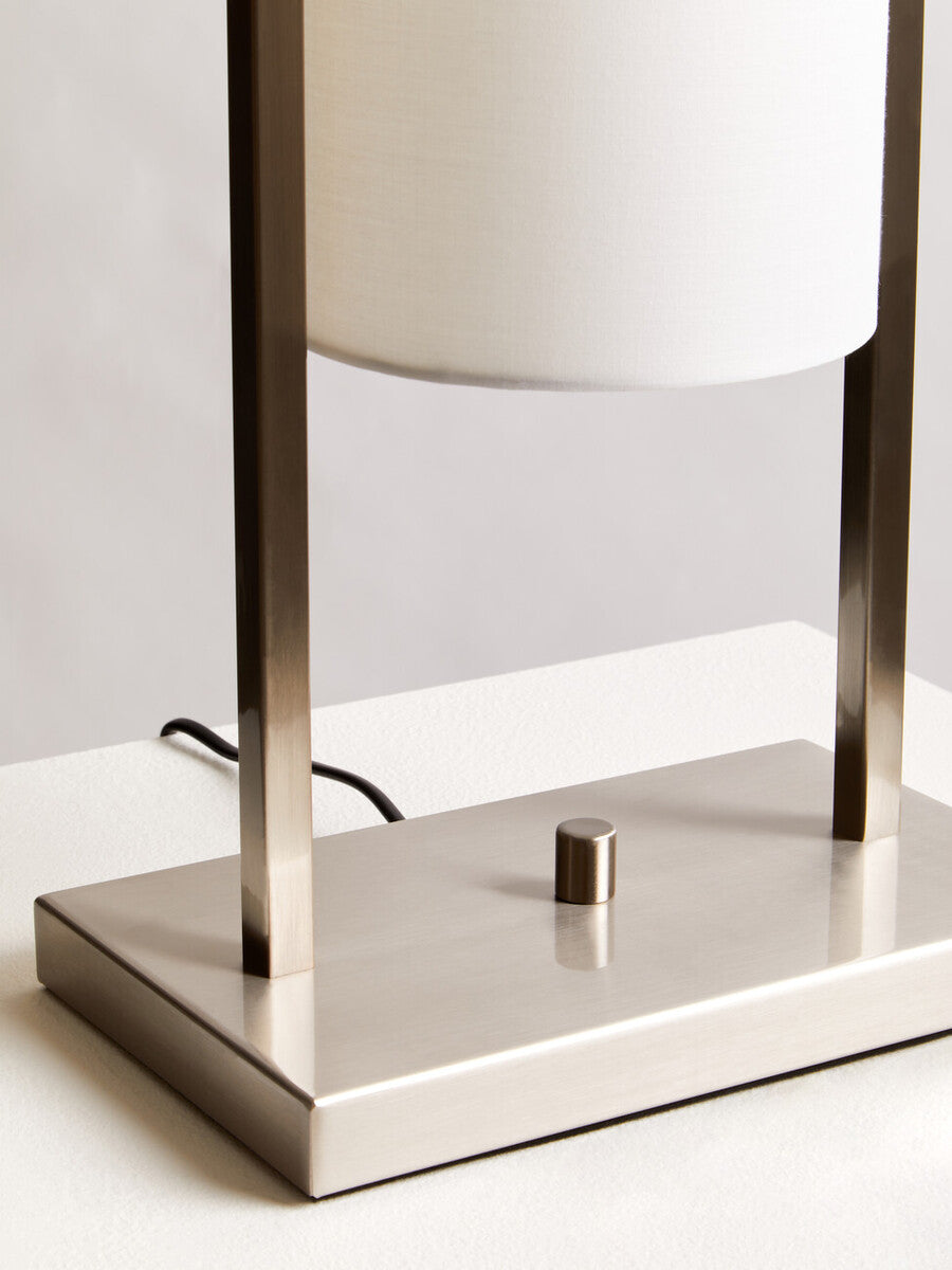 Nickel Finish Table Lamp with White Shade
