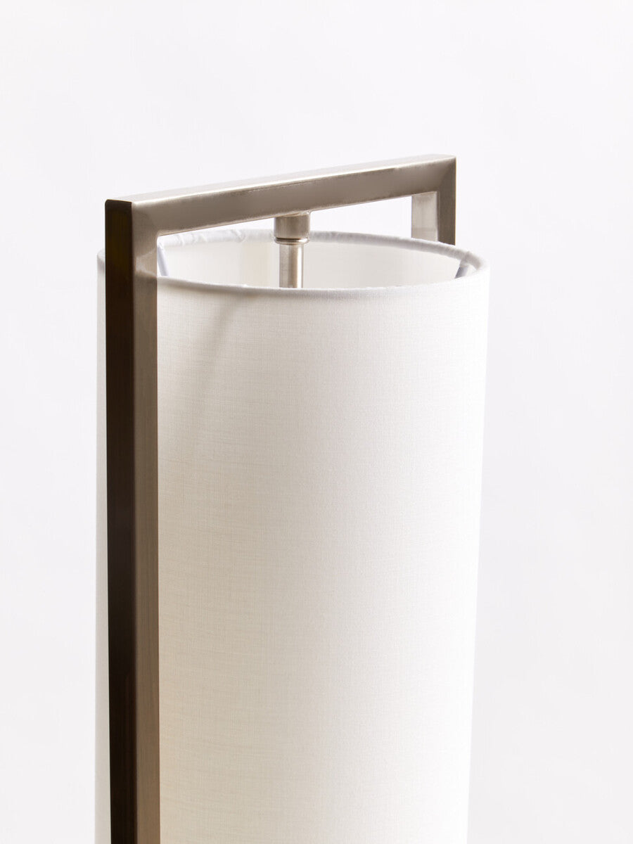 Nickel Finish Table Lamp with White Shade