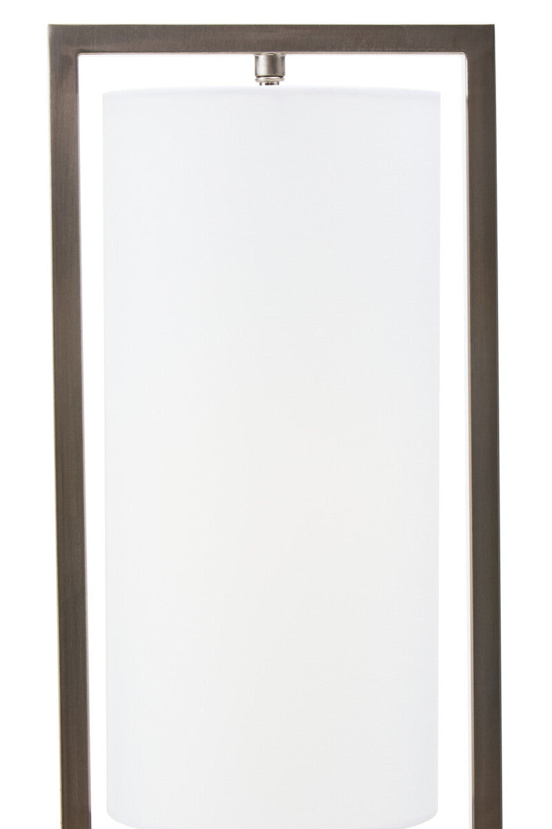 Nickel Finish Table Lamp with White Shade