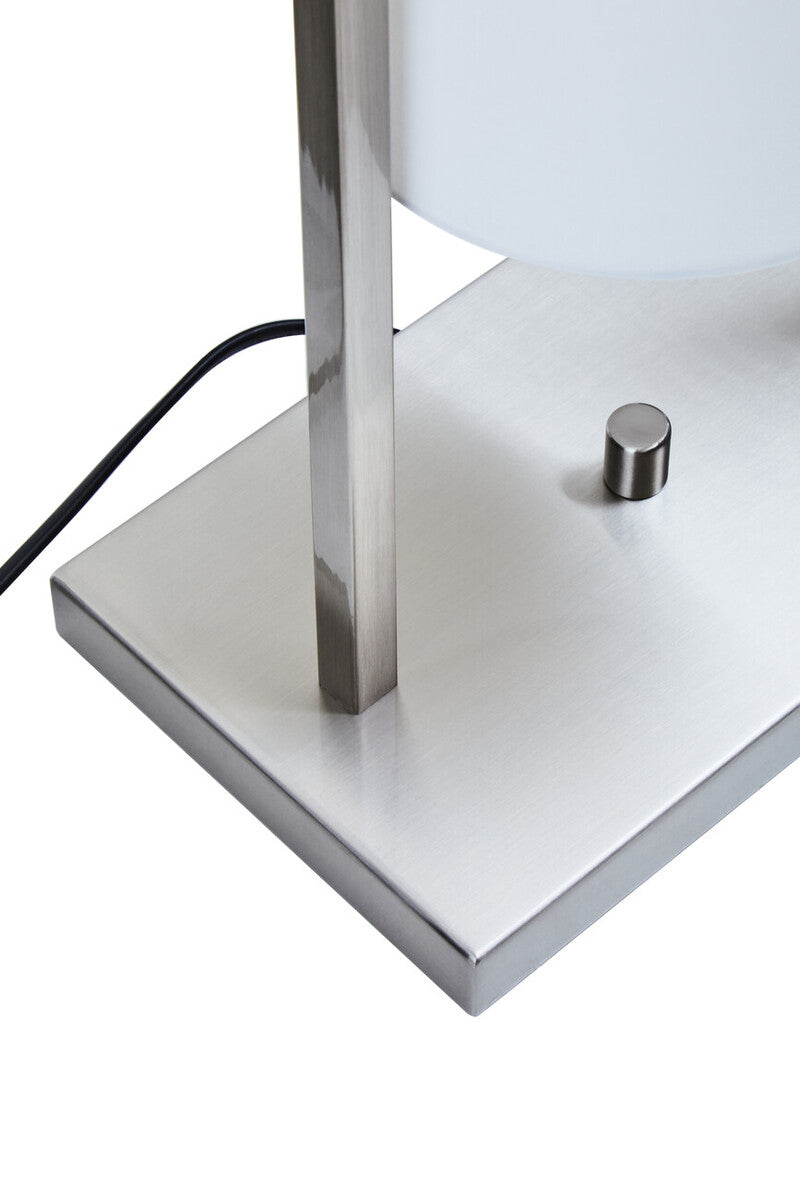 Nickel Finish Table Lamp with White Shade