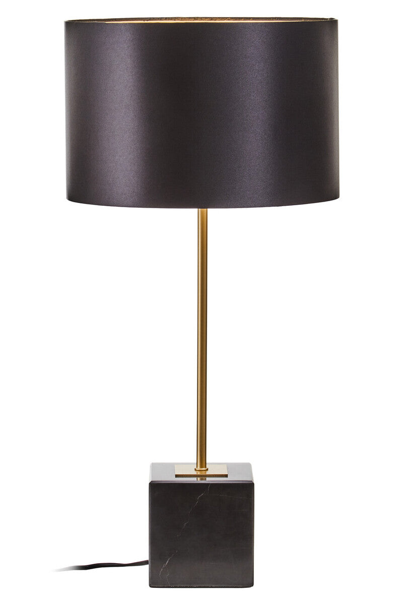Black Table Lamp with Gold Stem and Marble Base