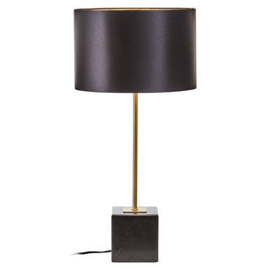 Black Table Lamp with Gold Stem and Marble Base