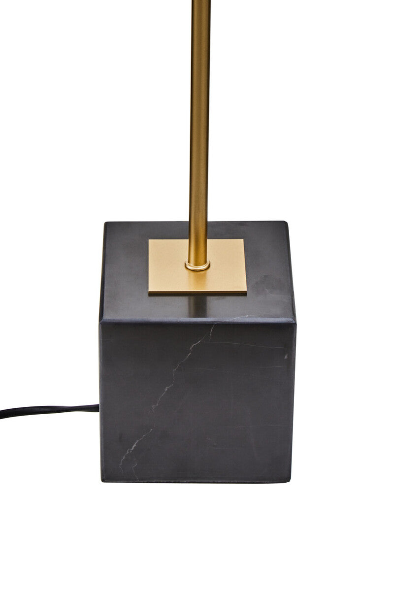 Black Table Lamp with Gold Stem and Marble Base