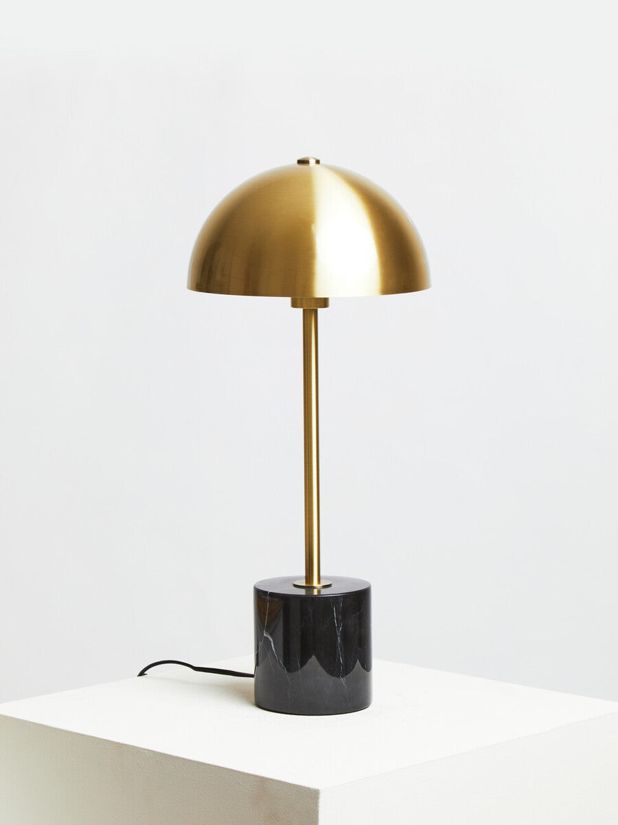 Brushed Brass Table Lamp with Black Marble Base