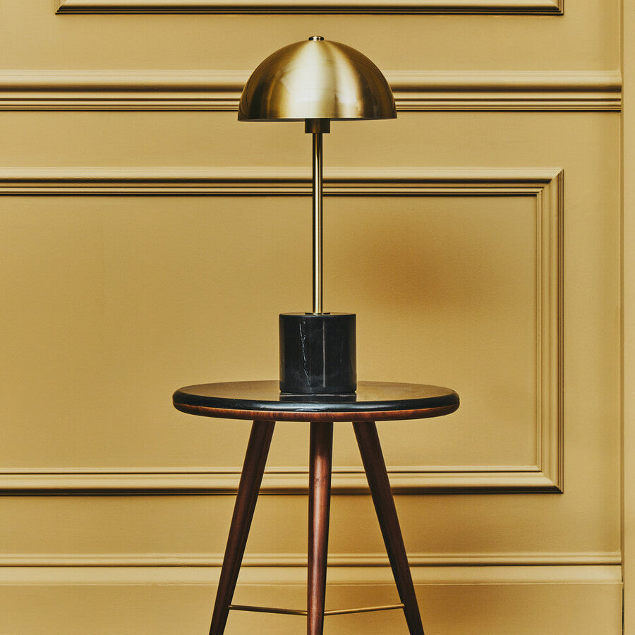 Brushed Brass Table Lamp with Black Marble Base