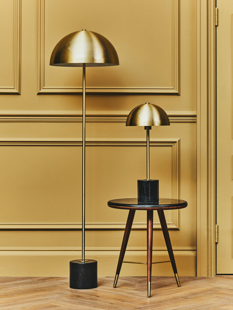 Brushed Brass Table Lamp with Black Marble Base