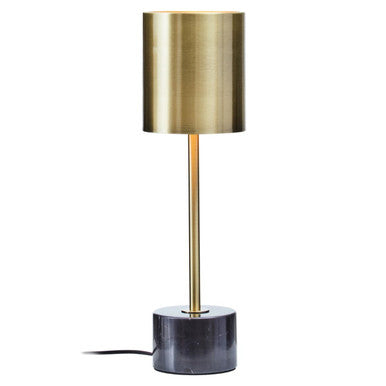 Brushed Brass Table Lamp with Black Marble Base