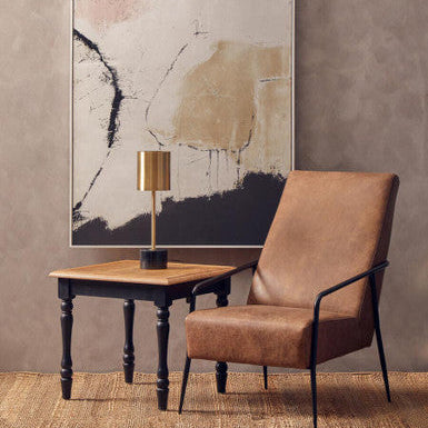 Brushed Brass Table Lamp with Black Marble Base