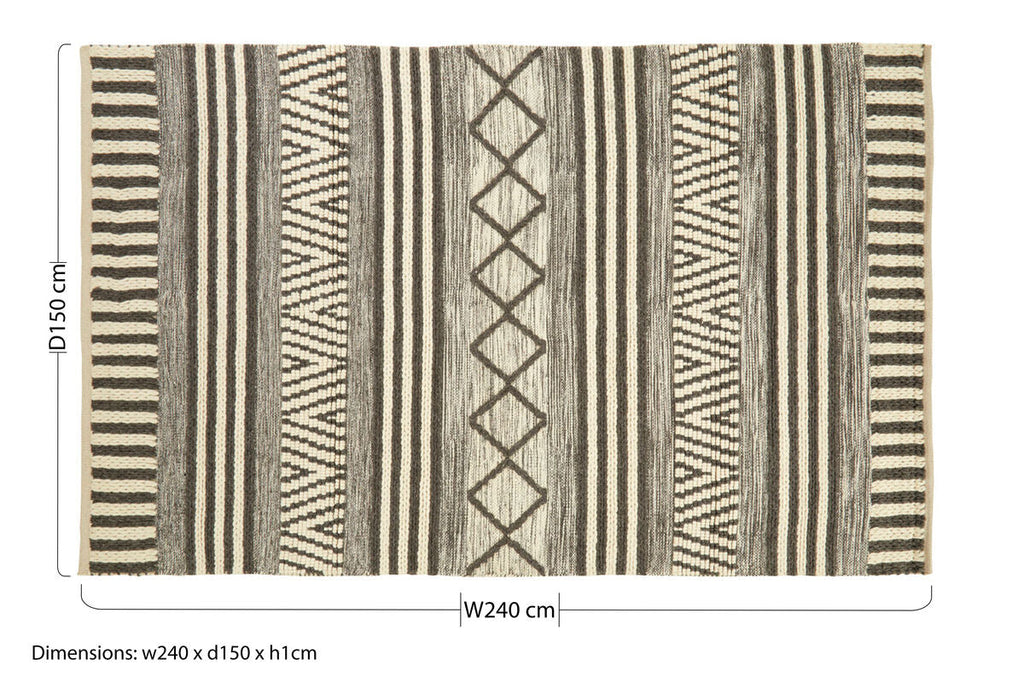 Large Geometric Rug in Grey and Ivory
