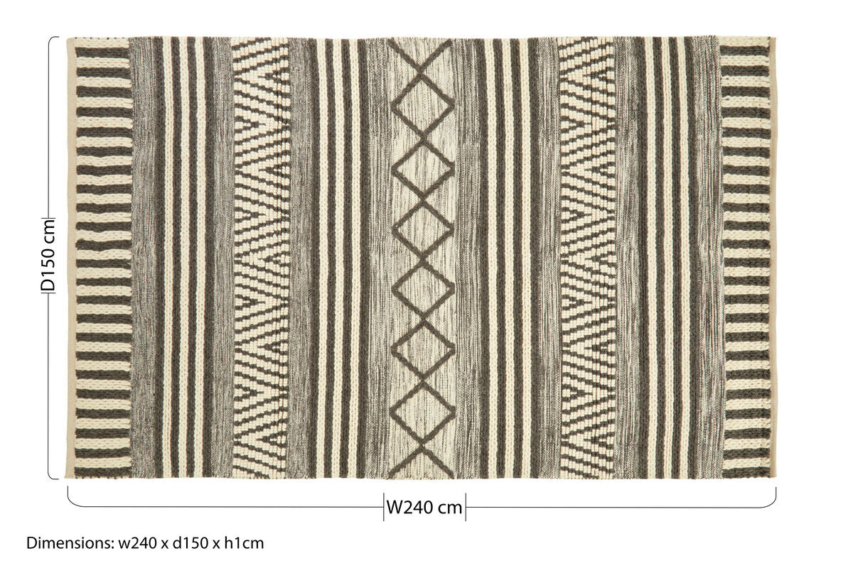 Large Geometric Rug in Grey and Ivory