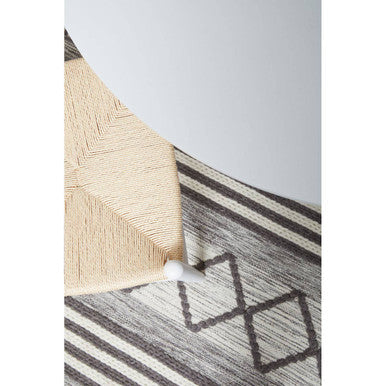 Large Geometric Rug in Grey and Ivory