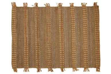 Small Striped Rug in Natural Hemp