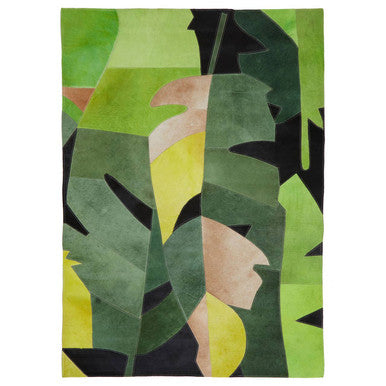 Large Botanical Hair on Leather Rug