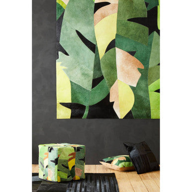 Large Botanical Hair on Leather Rug