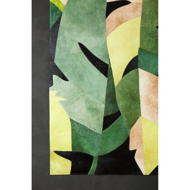 Large Botanical Hair on Leather Rug