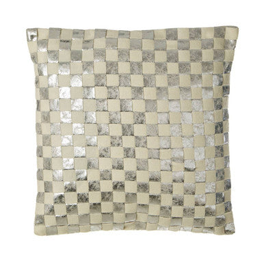 Kensington Square Ivory and Silver Check Cushion