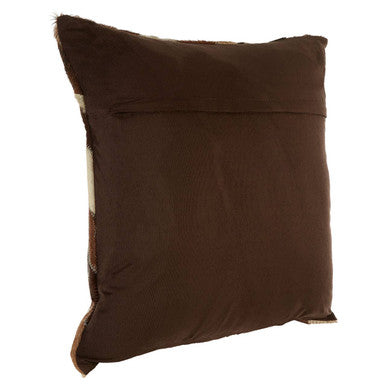 Natural Leather Patchwork Chevron Cushion