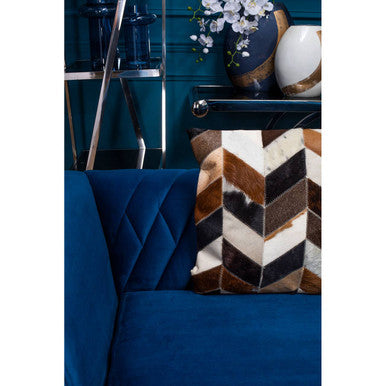 Natural Leather Patchwork Chevron Cushion