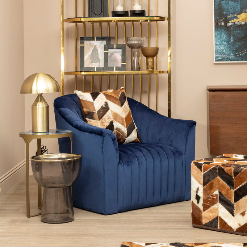 Natural Leather Patchwork Chevron Cushion