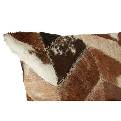 Natural Leather Patchwork Chevron Cushion