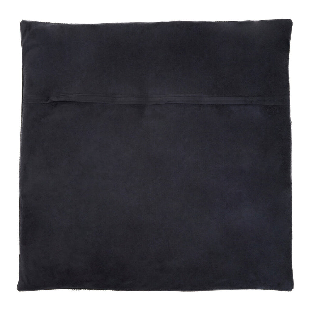 Black Hair on Leather Patchwork Cushion