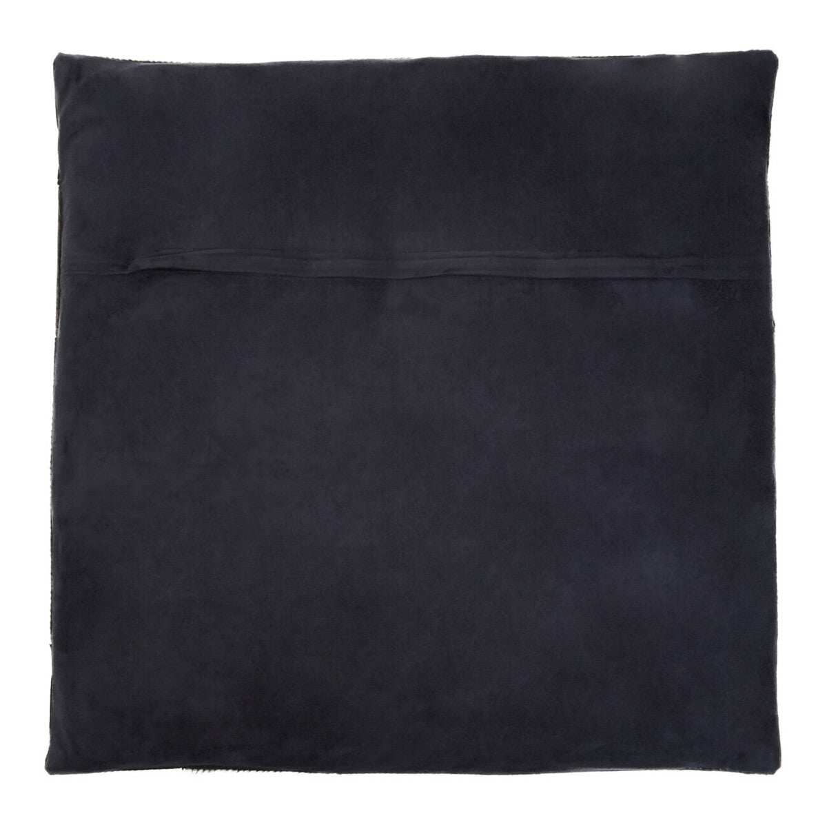 Black Hair on Leather Patchwork Cushion